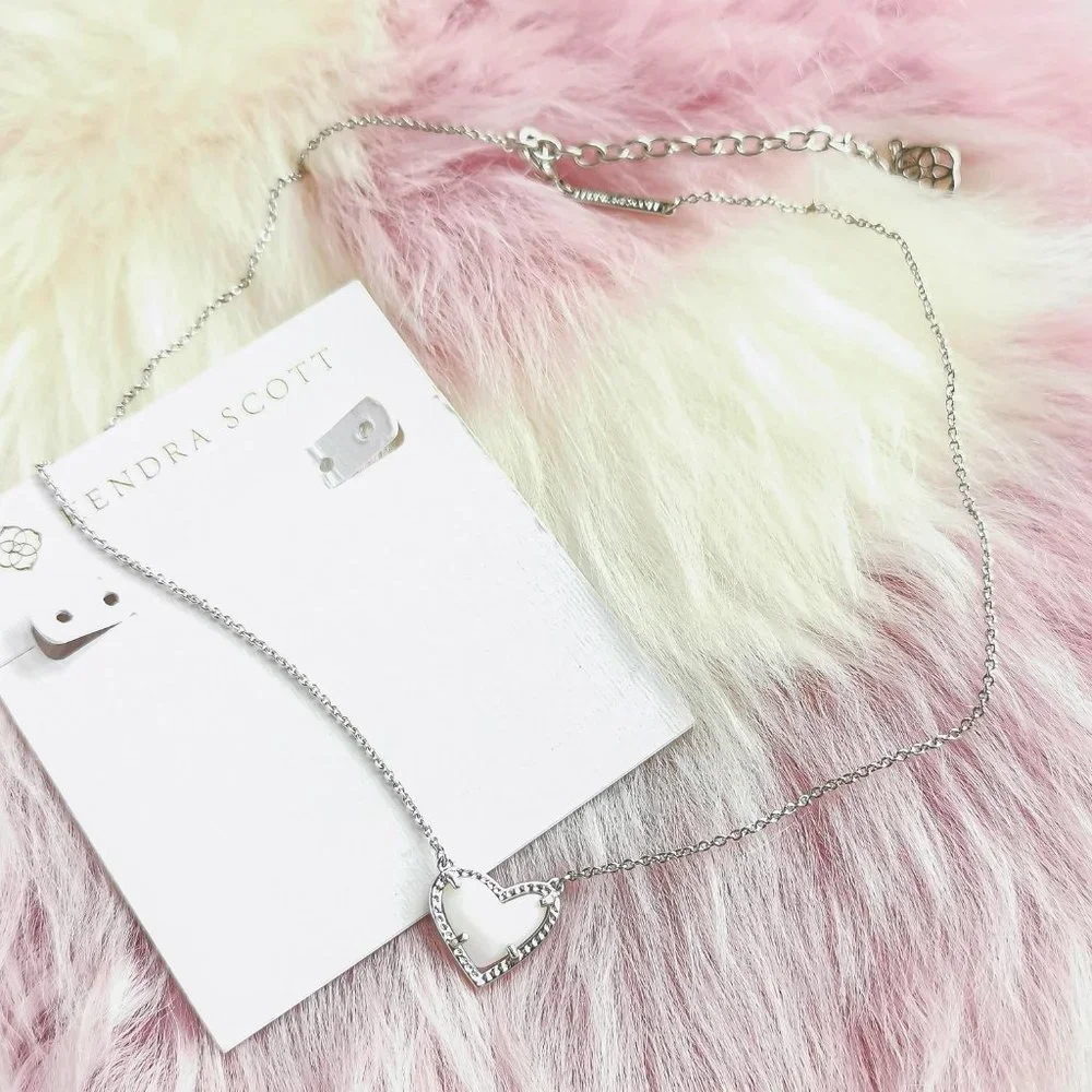 Silver Ari Heart Ivory Mother-Of-Pearl Necklace - Picture 2 of 3